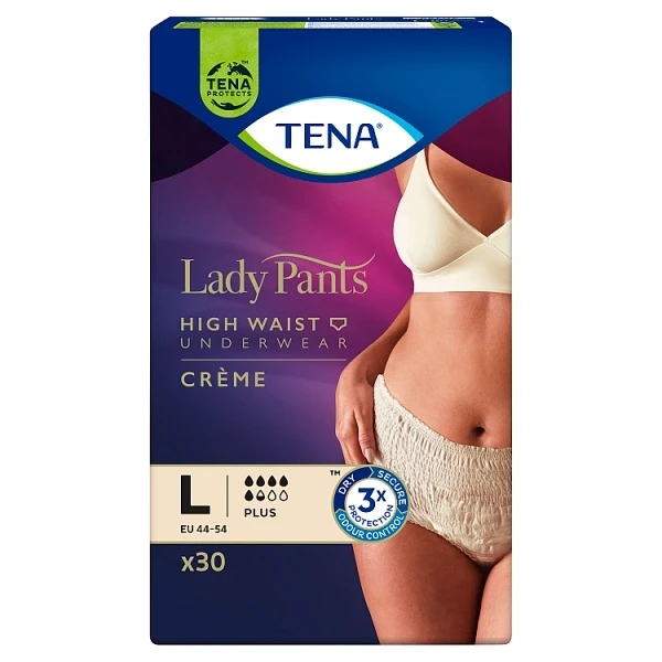 Majtki chłonne Tena Lady Pants Plus, rozmiar L, chłonność 5,5/8, 30 sztuk