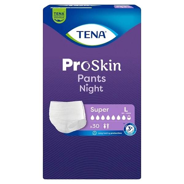 Majtki chłonne Tena Pants ProSkin Night Super, rozmiar L, chłonność 7,5/8, nowa wersja, 30 sztuk