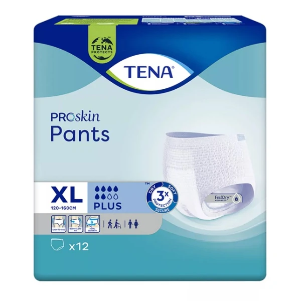Pieluchomajtki Tena Pants ProSkin Plus, rozmiar XL, chłonność 6/8, 12 sztuk