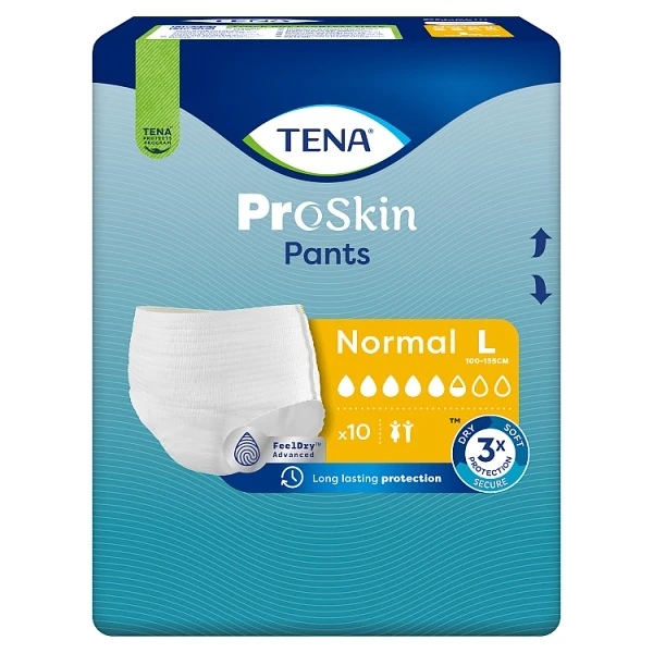Majtki chłonne Tena Pants ProSkin Normal, rozmiar L chłonność 5,5/8, nowa wersja, 10 sztuk