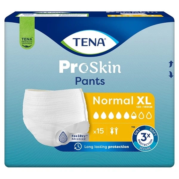 Majtki chłonne Tena Pants ProSkin Normal, rozmiar XL, chłonność 5,5/8, 15 sztuk