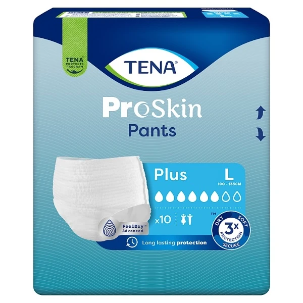Pieluchomajtki Tena Pants ProSkin Plus, rozmiar L, chłonność 6/8, nowa wersja, 10 sztuk
