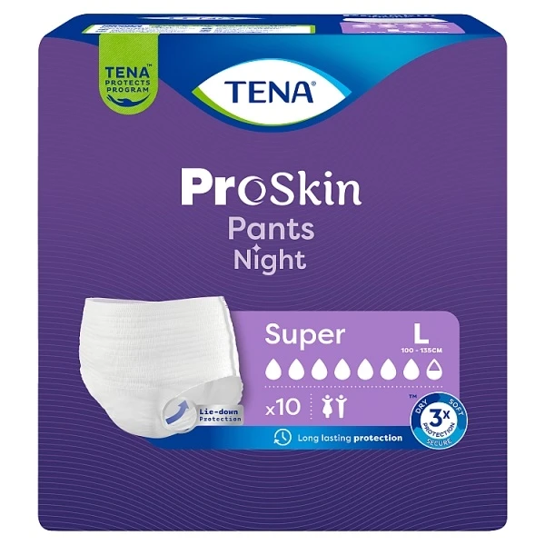 Majtki chłonne Tena Pants ProSkin Night Super, rozmiar L, chłonność 7,5/8, 10 sztuk