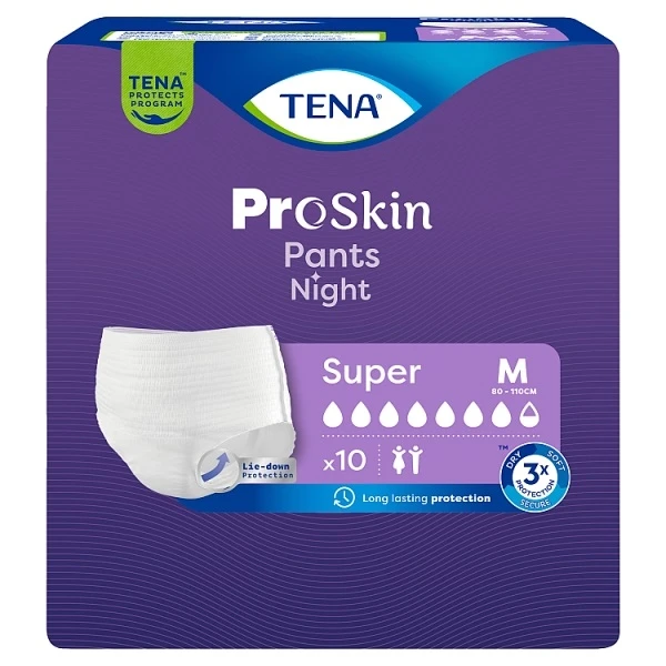 Majtki chłonne Tena Pants ProSkin Night Super, rozmiar M, chłonność 7,5/8, 10 sztuk