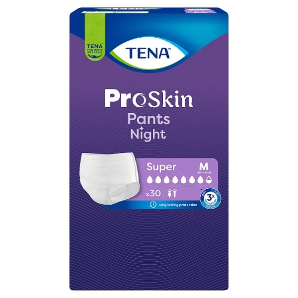 Majtki chłonne Tena Pants ProSkin Night Super, rozmiar M, chłonność 7,5/8, nowa wersja, 30 sztuk