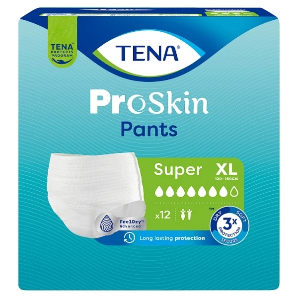 Majtki chłonne Tena Pants ProSkin Super, rozmiar XL, chłonność 7/8, 12 sztuk