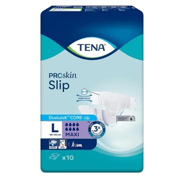 Pieluchomajtki Tena Slip ProSkin Maxi, rozmiar L, chłonność 8/8, 10 sztuk