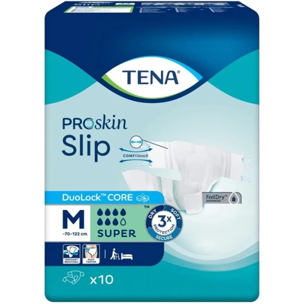 Pieluchomajtki Tena Slip ProSkin Super, rozmiar M, chłonność 7/8,10 sztuk