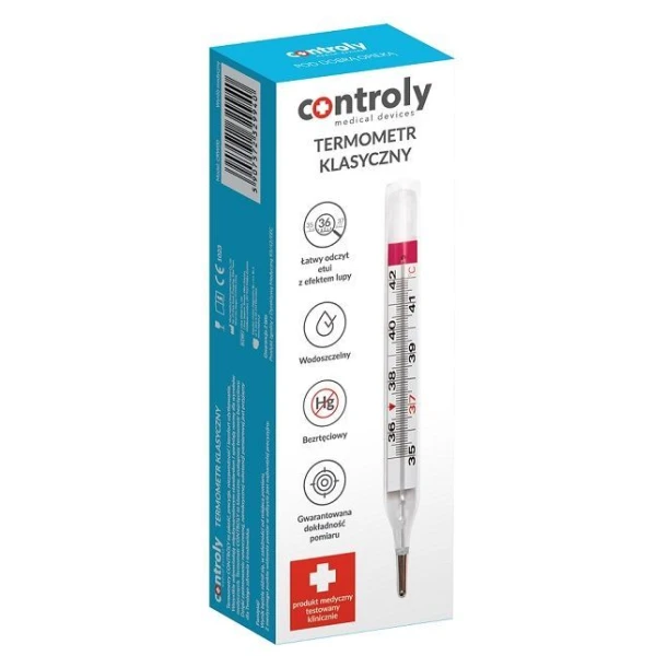 Termometr szklany bezrtęciowy Controly klasyczny Hydrex, 1 sztuka