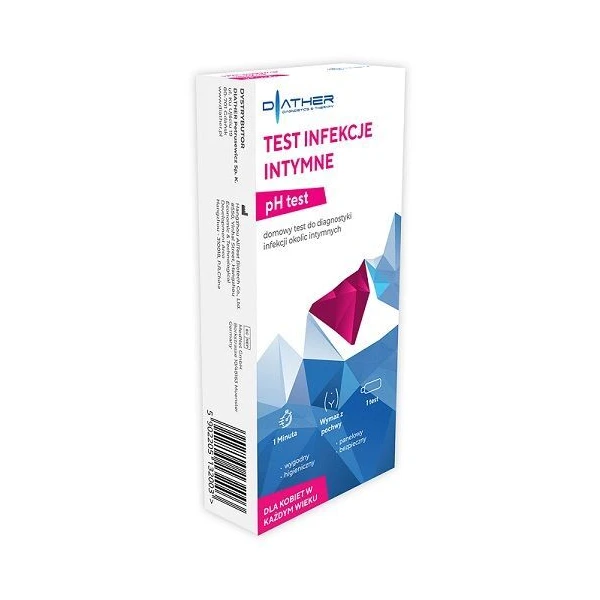 Test diagnostyczny Diather, test pH na infekcje intymne, 1 sztuka
