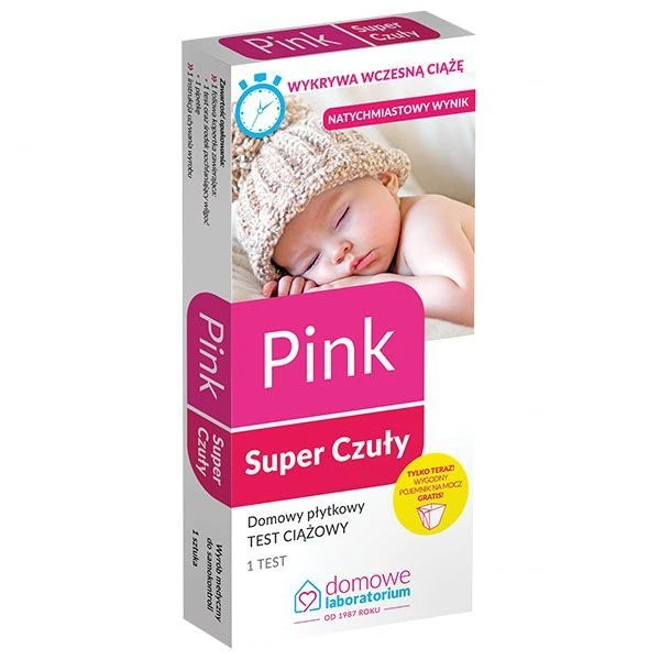 Test diagnostyczny Domowe Laboratorium, Pink Super Czuły, Ciążowy płytkowy, 1 sztuka