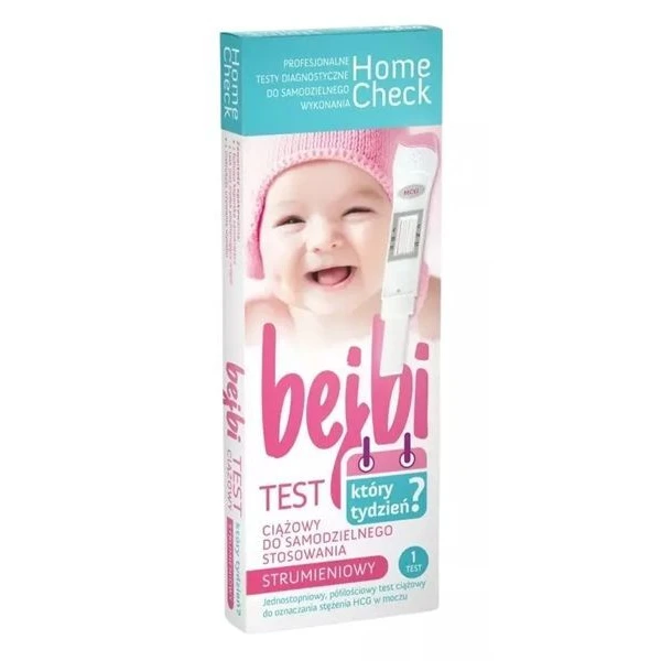Test diagnostyczny Home Check, Bejbi który tydzień?, test ciążowy, strumieniowy, 1 sztuka