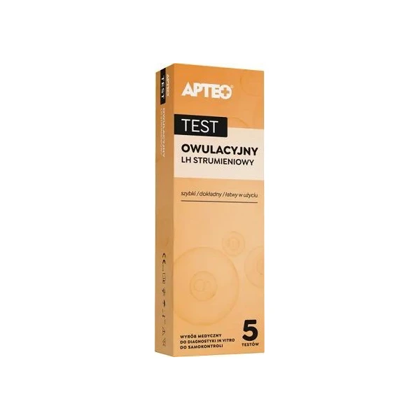 Test owulacyjny LH strumieniowy, Apteo, 5 sztuk