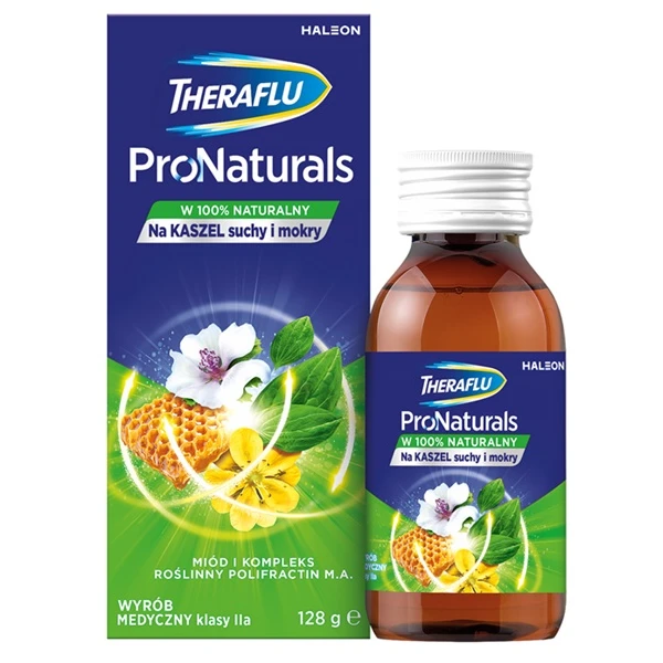Theraflu ProNaturals, syrop na kaszel suchy i mokry, od 1 roku życia, 128g