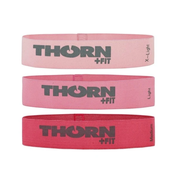 Thorn Fit, Lady Resistance Textile Band, taśmy do ćwiczeń o różnym oporze, różowe, 3 sztuki