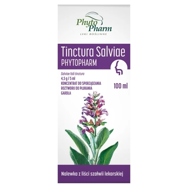 Tinctura Salviae 4,5g/5ml, koncentrat do sporządzania roztworu do płukania gardła, 100ml