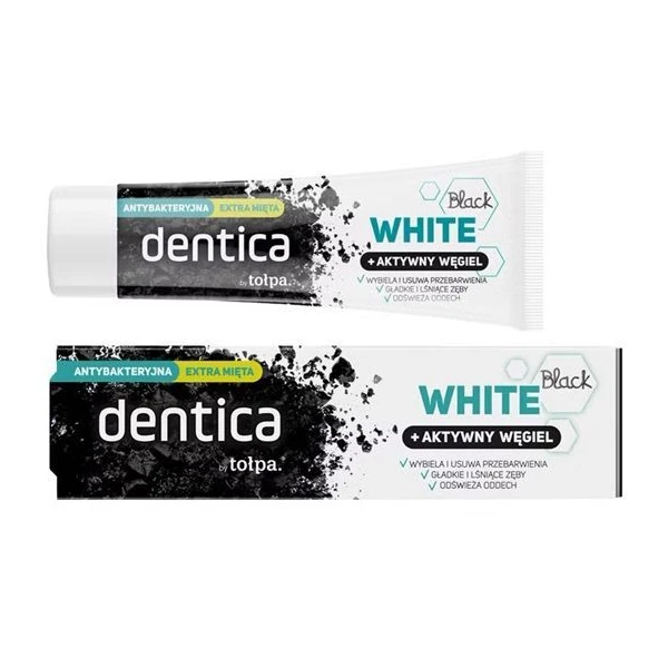 Tołpa Dentica, antybakteryjna pasta do zębów, Black White, smak miętowy, 75ml