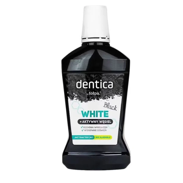 Tołpa Dentica, płyn do higieny jamy ustnej, Black White, smak miętowy, 500ml