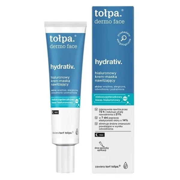 Tołpa Dermo Face Hydrativ, hialuronowy krem-maska nawilżający, na noc, 40ml