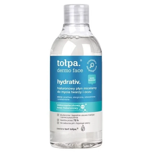 Tołpa Dermo Face Hydrativ, hialuronowy płyn micelarny do mycia twarzy i oczu, 400ml
