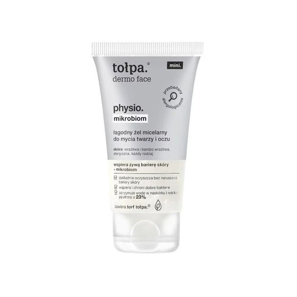 Tołpa Dermo Face Physio Mikrobiom, łagodny żel micelarny do mycia twarzy i oczu, 75ml