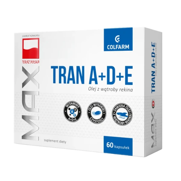 Tran A+D+E Max, Colfarm, 60 kapsułek