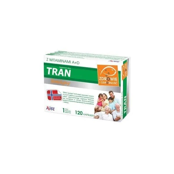 Tran Familijny, z witaminami A+D, 120 kapsułek