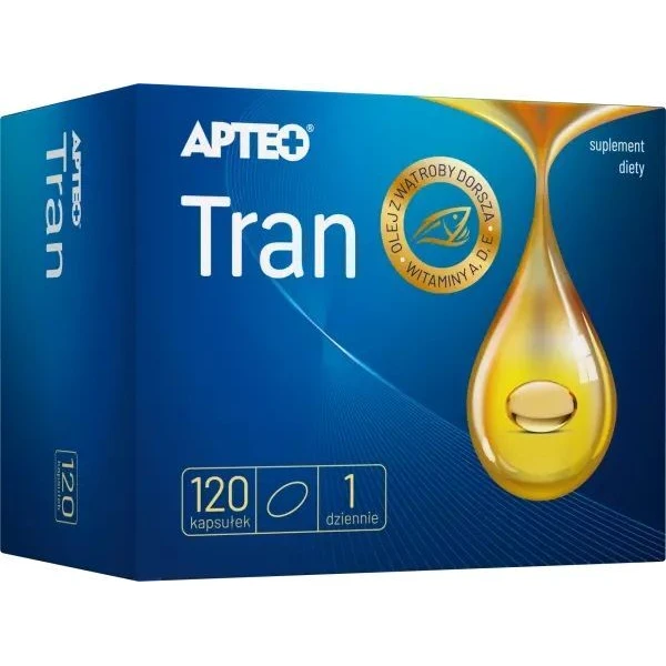 Tran, olej z wątroby dorsza, Apteo, 120 kapsułek