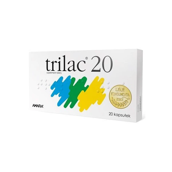 Trilac 20, dla dorosłych, dzieci i niemowląt po 1 miesiącu życia, 20 kapsułek