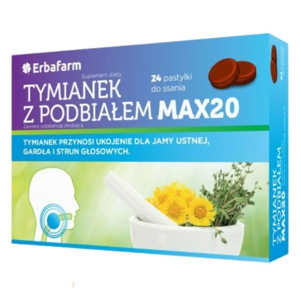 [DATA - 2026-10-31] Tymianek z podbiałem Max20, 24 pastylki do ssania