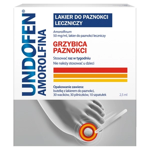 Undofen Amorolfina 50mg/ml, lakier do paznokci leczniczy, 2,5ml