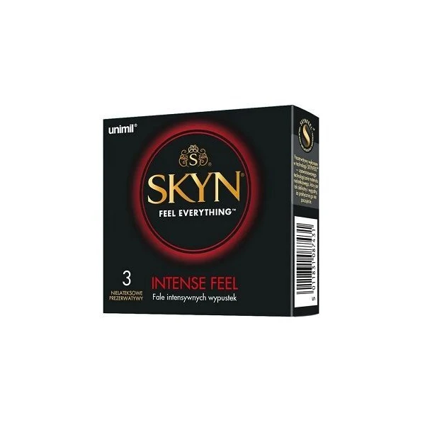 Unimil Skyn, prezerwatywy bezlateksowe Intense Feel, z wypustkami, 3 sztuki