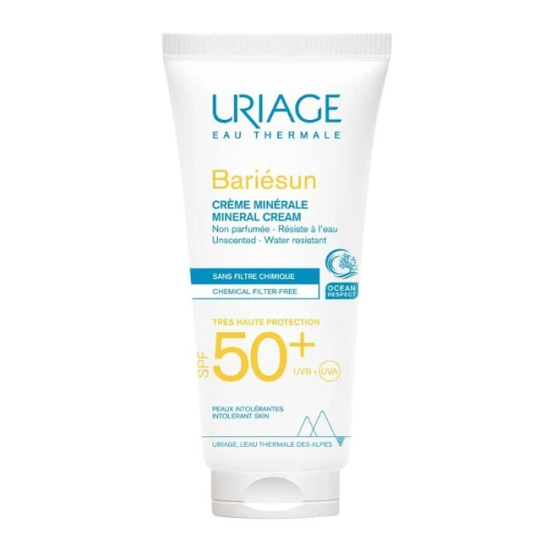 Uriage Bariesun, krem mineralny do twarzy i ciała, skóra nadwrażliwa, z nietolerancjami, SPF 50+, 100ml