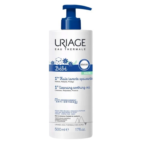 Uriage Bebe, oczyszczająco-kojący olejek do mycia dla dzieci, 500ml
