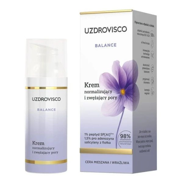 Uzdrovisco Balance, krem normalizujący i zwężający pory, cera mieszana i wrażliwa, 50ml