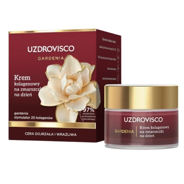 Uzdrovisco Gardenia, krem kolagenowy na zmarszczki, cera dojrzała i wrażliwa, na dzień, 50ml