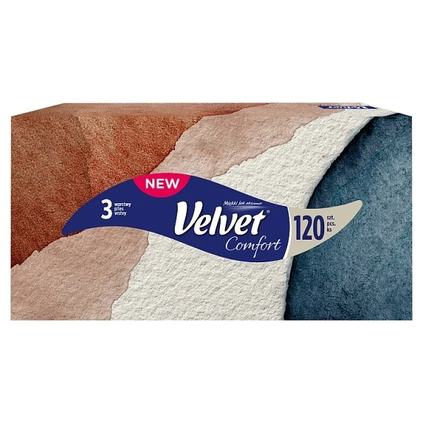 Velvet Comfort, chusteczki higieniczne 3 warstwowe, 120 sztuk