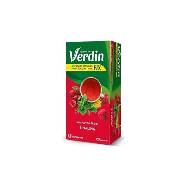Verdin fix, mieszanka ziołowa z maliną, 20 saszetek