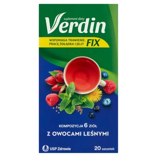 Verdin fix, mieszanka ziołowa z owocami leśnymi, 20 saszetek