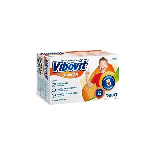 Vibovit Junior, proszek, smak pomarańczowy, dla dzieci w wieku 4-12 lat, 30 saszetek