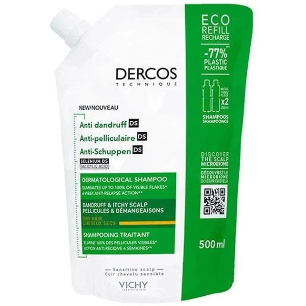 Vichy Dercos Anti Dandruff DS, szampon przeciwłupieżow, włosy suche, eco-refill, 500ml
