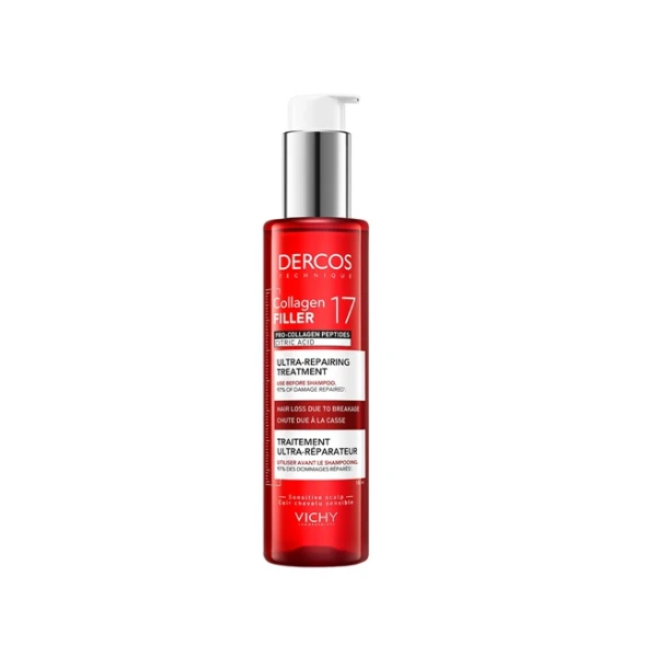 Vichy Dercos Collagen 17 Filler Ultra-Repairing Treatment, regenerująca kuracja przeciw wypadaniu włosów, 150ml