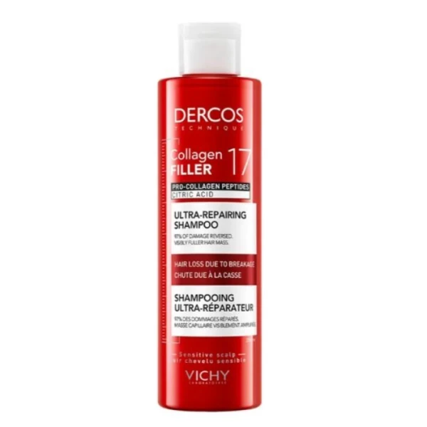Vichy Dercos Collagen 17 Filler Ultra-Repairing Treatment, regenerujący szampon do włosów, 200ml