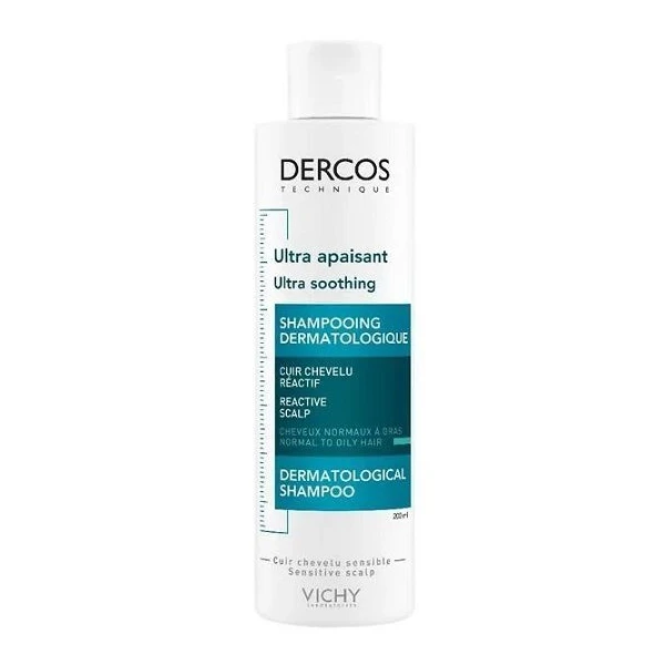 Vichy Dercos Ultra Soothing, szampon ultrakojący do włosów normalnych i przetłuszczających się, 200ml