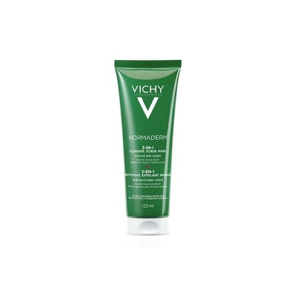 Vichy Normaderm 3w1, oczyszczanie, peeling, maska, dla skóry trądzikowej, 125ml