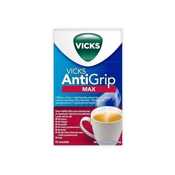 Vicks Antigrip Max (1000mg+16mg+4mg), granulat, 14 saszetek