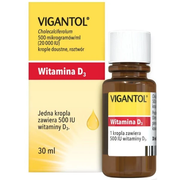 Vigantol 20000 IU, witamina D3, krople doustne, 30ml