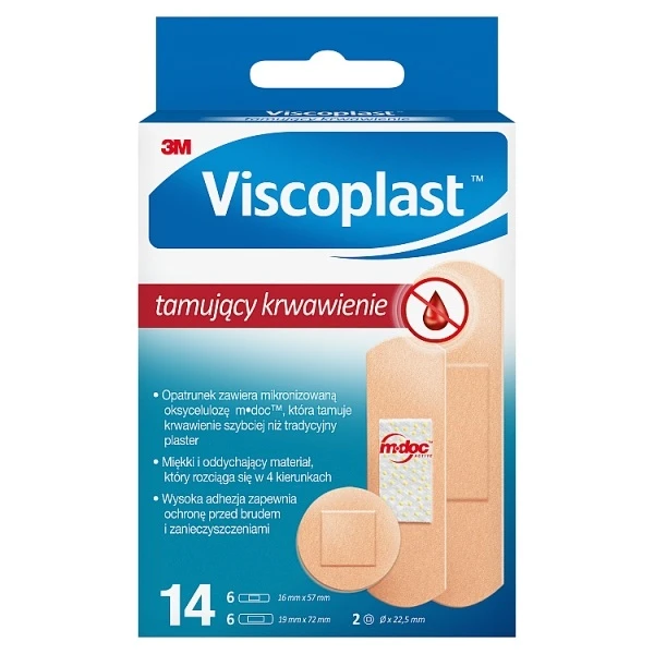 Plaster Tamujący Krwawienie, Viscoplast, 3 rozmiary, 14 sztuk