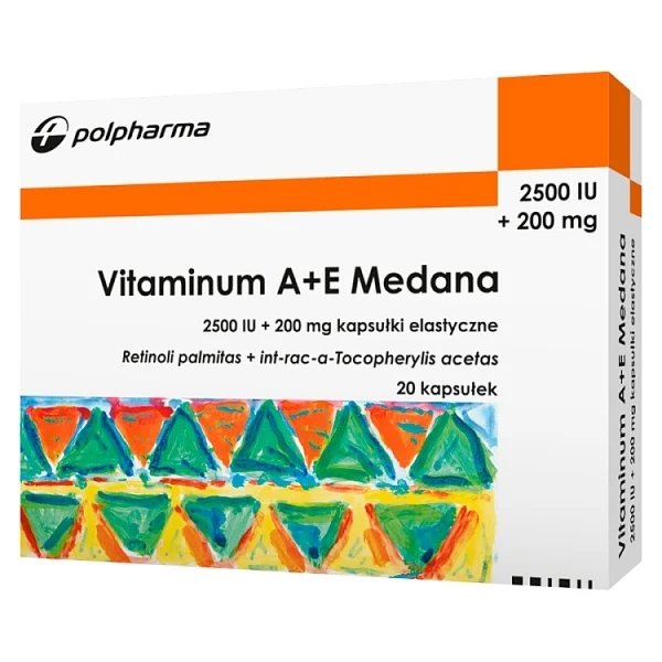 Vitaminum A+E Medana (2500j.m.+ 200mg), 20 kapsułek