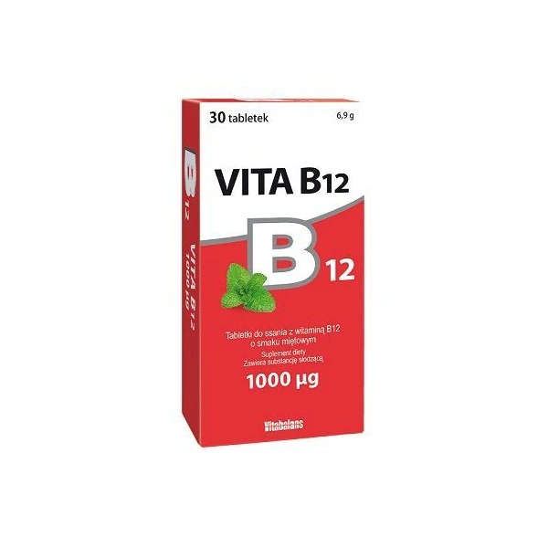 Vita B12, tabletki do ssania z witaminą B12, smak miętowy, 30 tabletek